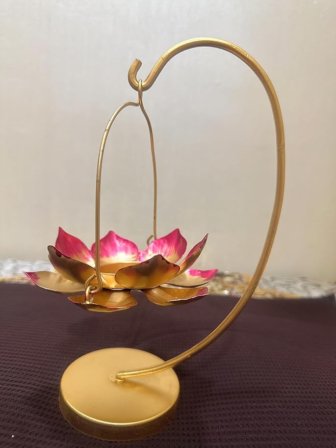 Agaas Enterprise Metal Lotus Shaped Tealight Candle Holder Home Decorative Festival/Housewarming tlight Holder Diwali Diya Tlight Candle Holder Indoor Outdoor Decoration Gift Item Set of 5